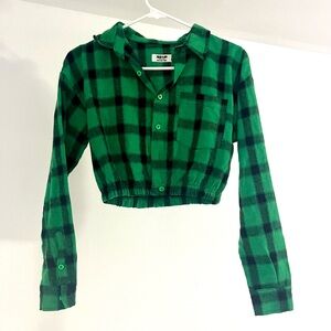 Trendy Green Plaid Crop Top